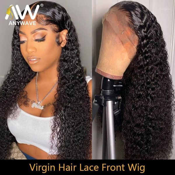 

malaysia virgin curly water hair 28 30 36 40 inch 13x4 lace front human wigs for black women preplucked 180% full deep wave1, Black;brown