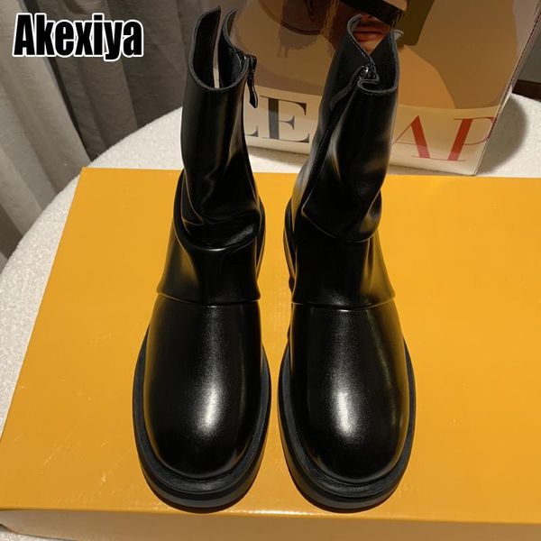 

boots 2021 autumn and winter women's british style short flat shoes fashion bc1958, Black