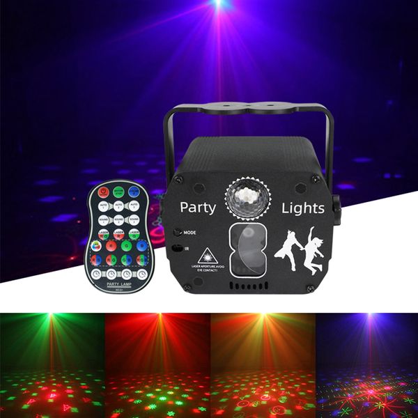 8 Göz Sahne Aydınlatma LED Disko Projektör Parti Işık USB DC 5 V Ses Aktivasyon Zaman Fonksiyonu Uzaktan Kumanda Noel Lambası DJ Dekorasyon Hediye Doğum Günü Düğün