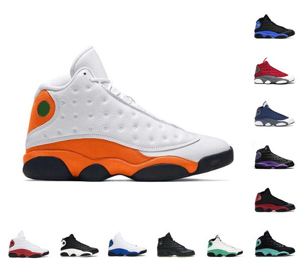 

jumpman 13 13s bred starfish basketball shoes men women gym red flint grey black island green he got game sneakers playground black cat trai
