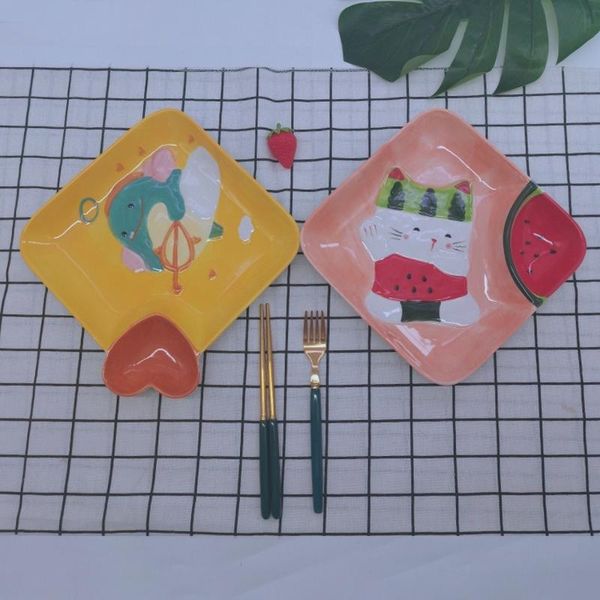 

dishes & plates cartoon cute ceramic dumpling plate creative hand-painted underglaze snack household dried fruit