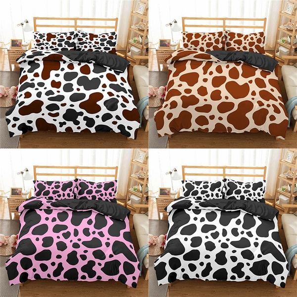 

bedding sets home textile luxury 3d leopard print 2/3pcs comfortable duvet cover pillowcase  and king eu/us/au size