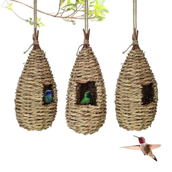 

other bird supplies natural grass nest hummingbird birdhouse outdoor hanging hand woven hut for garden yard decoration
