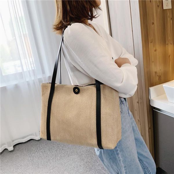 

cross body bag women 2021 straw woven fashion tote magnetic buckle beach