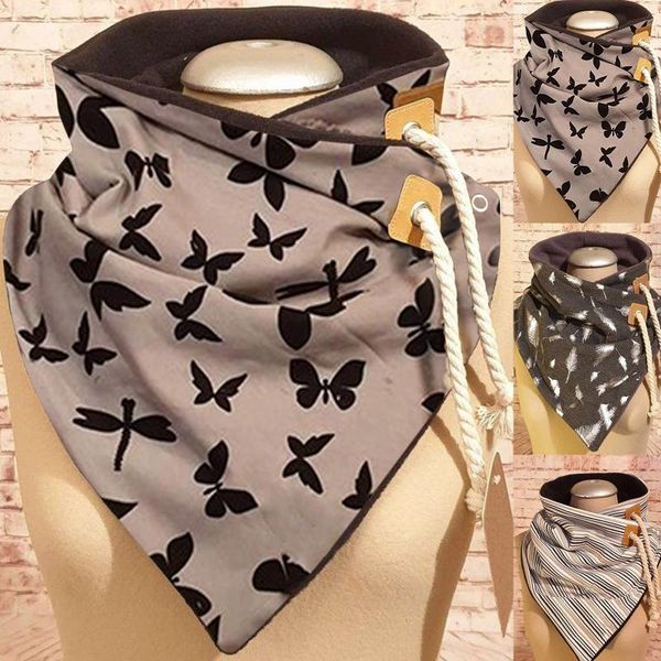 

fashionable women winter print soft wrap casual warm drawstring scarves lightweight and comfortable materials drop, Blue;gray
