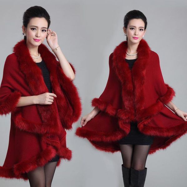 

scarves gorgeous female winter warm women's temperament large knitted cardigan fur pompom autumn soft coat capes evening party, Blue;gray