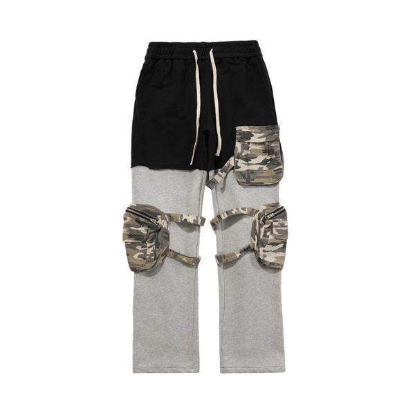 

men's pants printed loose straight fashion brand casual harajuku wind trend, Black