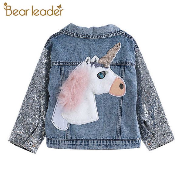 Bear Leader Giacca di jeans per ragazze Cappotti di moda Abbigliamento per bambini Autunno Neonate Vestiti Capispalla Cartoon Jean Giacche Cappotto 210708