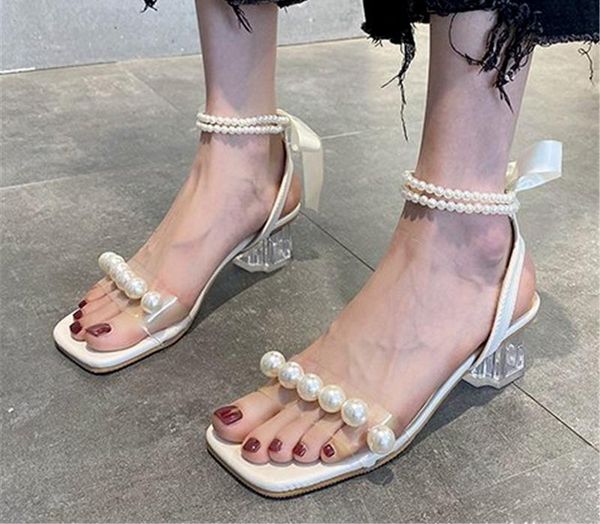 

sandals rhinestone platform suit female beige clear heels women's all-match ladies shoes summer med high black