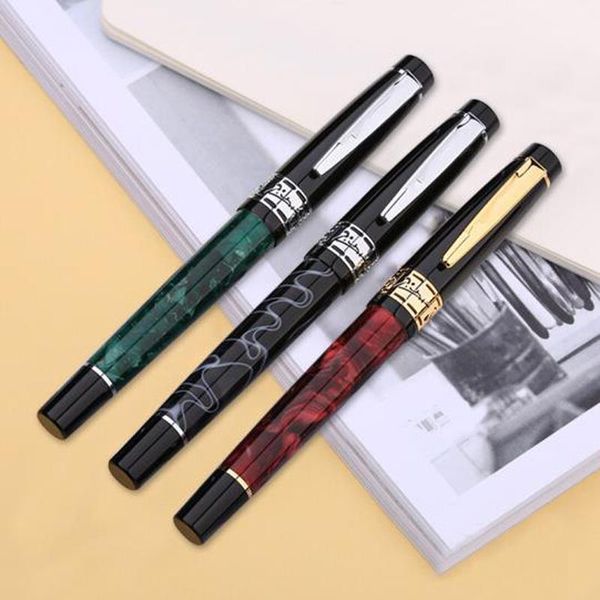 

picasso 915 pimio marble celluloid roller ball pen with refill eurasian feelings three colors writing gift for office & home ballpoint pens, Blue;orange