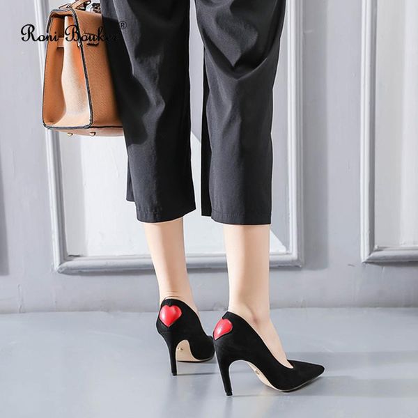 

dress shoes roni bouker women pumps fashion high heels ladies pointed toe work woman slip on thin heel footwear big size40 black