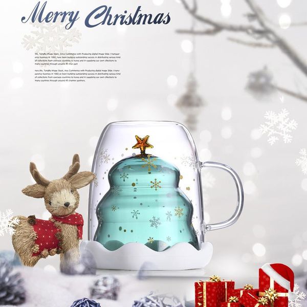 

wine glasses year's double layer high borosilicate glass cup heat resistant espresso beer whisky mug christmas decoration for home gift