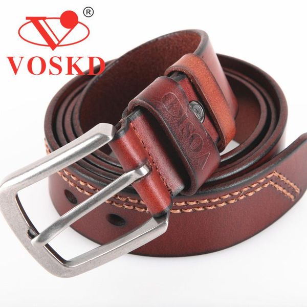 

the first layer of skin brand designer belts140-160cm voskd genuine leather belts mens pin buckle, Black;brown