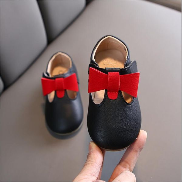 

Baby shoes Spring and autumn new girls bow princess leather shoes square shoes female baby casual, Black