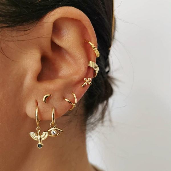 

hoop & huggie small gold earrings for women earring star gift black hoops jewelry, Golden;silver