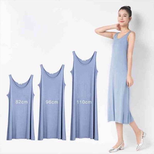

spring plus size vest women dress round neck sleeveless loose long summer fashion modal, Black;gray