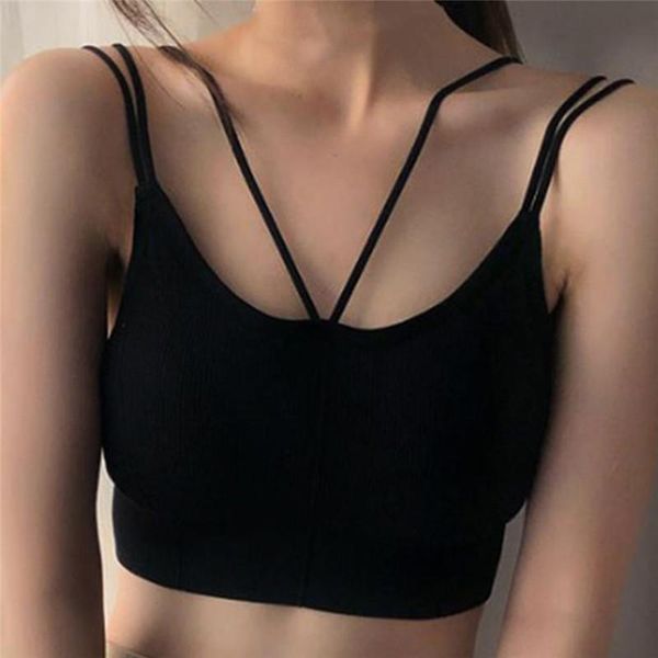 

bras women's bra front strap crop sleeveless camisole ladies solid color underwear, Red;black