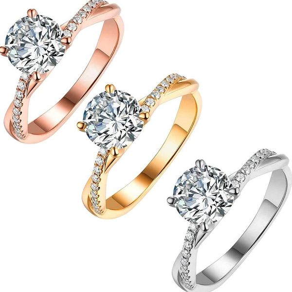 

wedding rings women's s925 sterling silver inlaid ring daily accessorie classic style diamond jewelry party, Slivery;golden