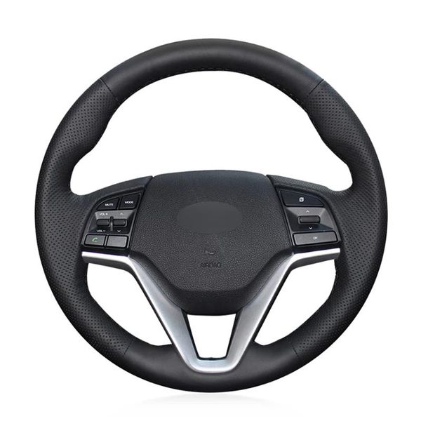 

steering wheel covers black artificial leather handsewing no-slip car cover for tucson 3 2021