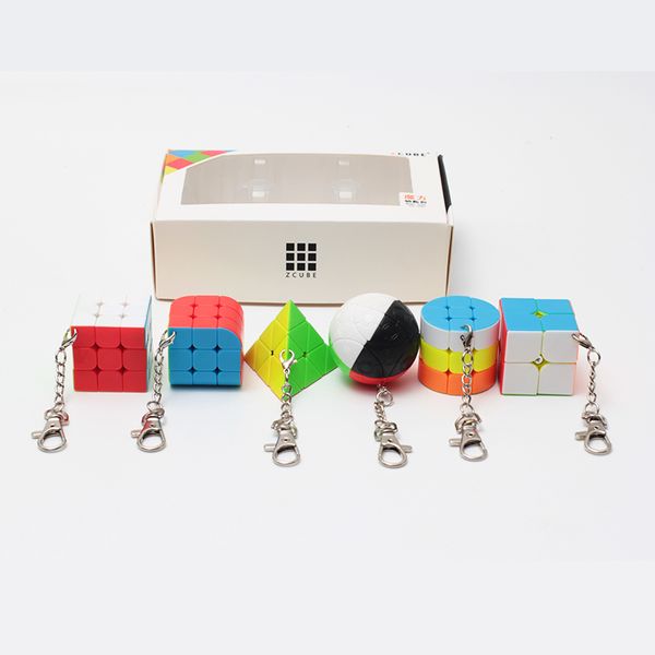 

Bundle 6PCS/Set Gift Pack Mini Magic Cube 2x2x2 3x3x3 magic ball Cylinder Keychain Puzzle Educational toys for Children