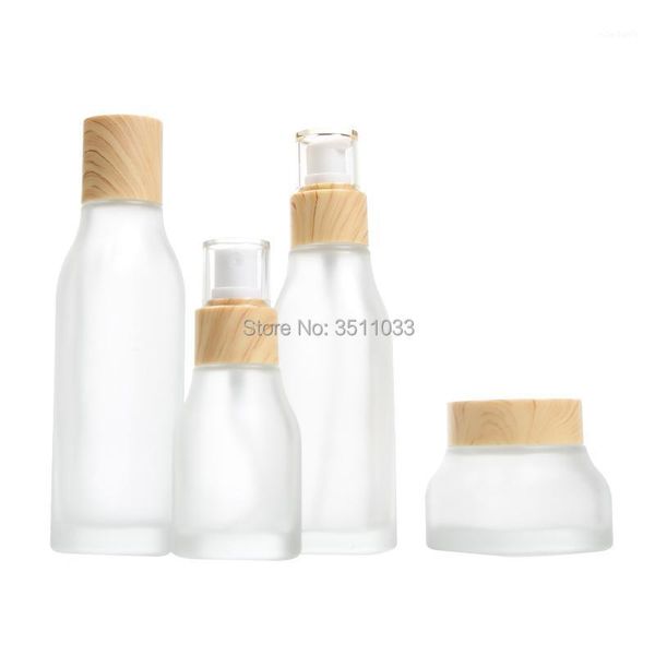 

storage bottles & jars wooden grain square matte glass cream jar 50g cosmetic spray bottle emulsion toner liquid container lotion pump 40ml1