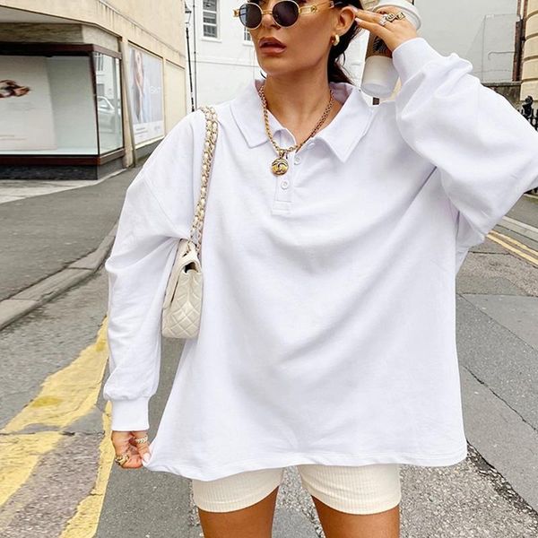 

solid white casual sweatshirts for women autumn fashion long sleeve outfits pullover streetwear women's t-shirt
