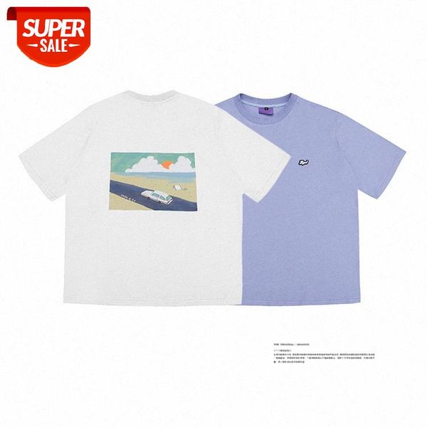 

forn3 short sleeve round neck pullover back creative fun scenery print t-shirt men #8g0f, White;black