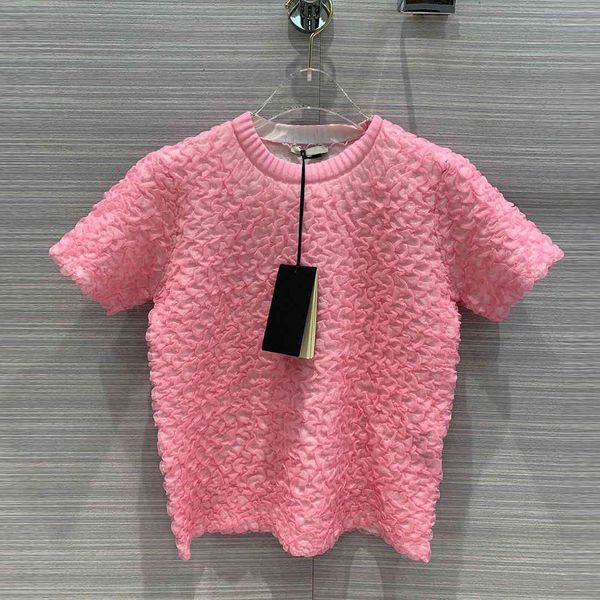 

t shirt 3d bud folds korean sweet girl knit t-shirt women summer o-neck short sleeve 3 colors chic fashion tee, White