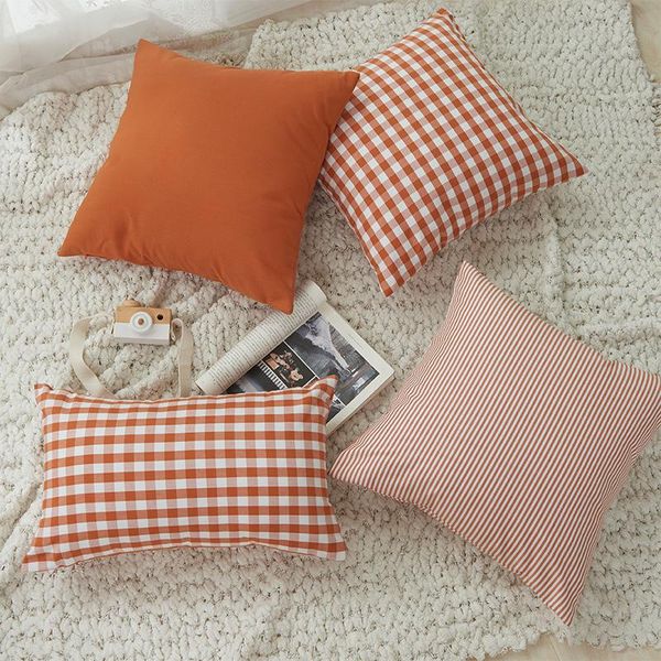 

cushion/decorative pillow autumn halloween polyester cotton cushion cover check stripe orange pillowcase covers decorative of sofa bed head