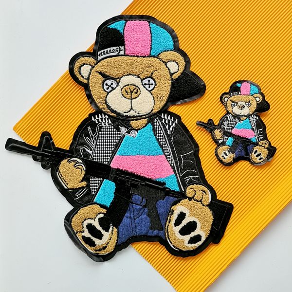 

tools embroidery big bear patch,embroidered large chenille bears cartoon badge, animal appliques letter heart badges diy accessory,patches f, Black