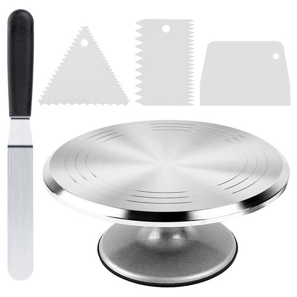 

cake stand,revolving turntable 12 inch rotating decorating stand with angled icing spatula,cake baking & pastry tools