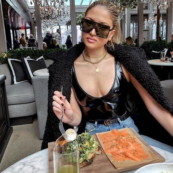 

2021Echonight Leather Bodysuit Women Black Female Deep-V Neck Pu Jumpsuit Sexy Bodycon Body Suit Summer Black Bodysuits Wholesale
