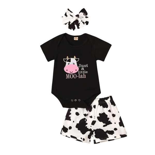 

boys and girls suits summer children's suit cow short sleeve + shorts three piece, White