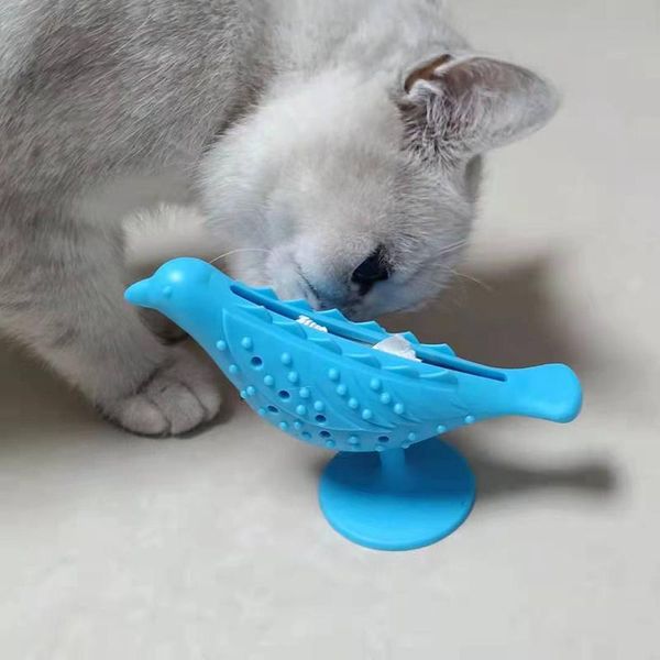 

cat toys silicone birds-shape molar smart interaction suction cupbite grinding teeth leaking food chew fbs889