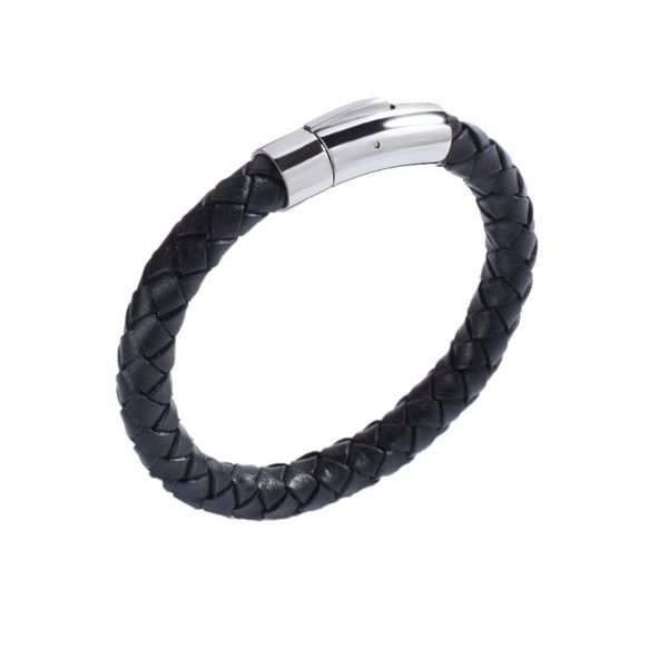 

charm bracelets fashion men's leather bracelet woven stainless steel magnetic buckle jewelry men and women gift ph519, Golden;silver