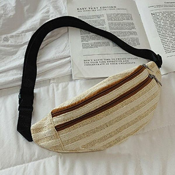 

straw waist bag men belt pack women chest handbag fashion travel bags outdoor ladies shoulder phone pouch