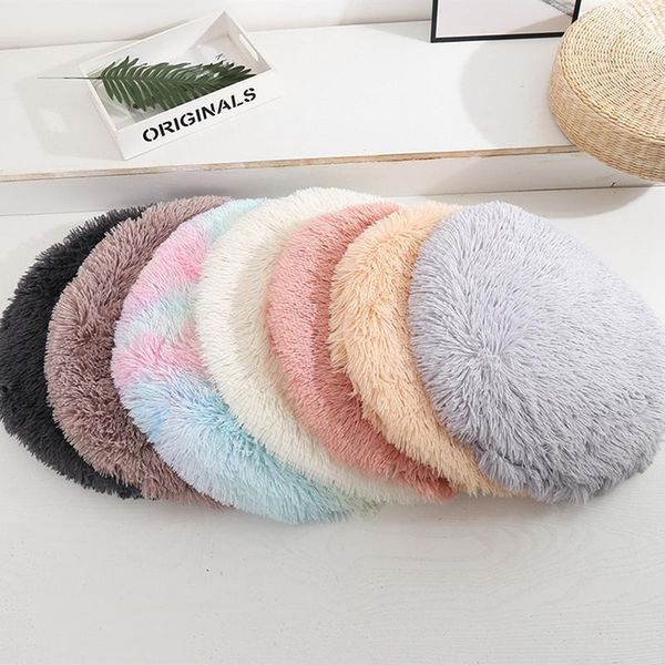 

cat beds & furniture round pet dog bed mat long plush soft fluffy cushion cats blanket pad for small dogs sleeping medium large supplies