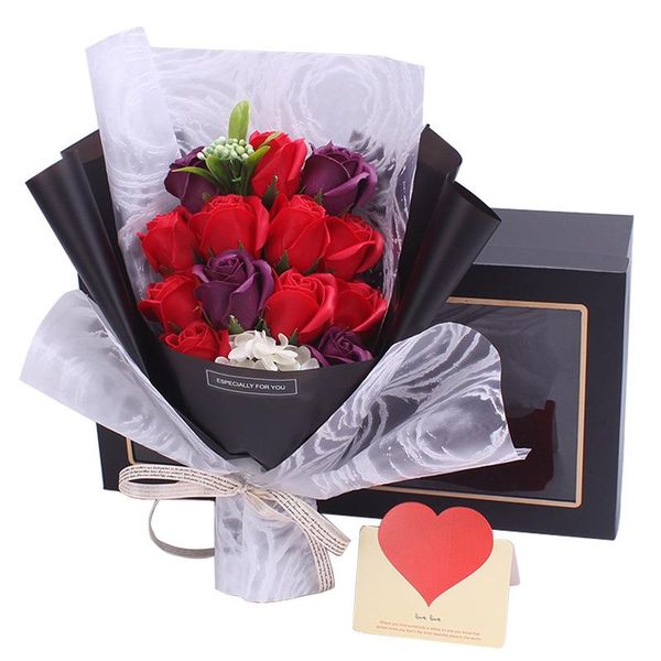 

gift wrap 13pcs creative scented artificial soap flowers rose bouquet box simulation valentines day birthday homedecor