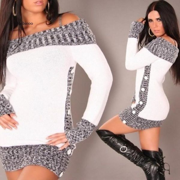 

women's sweaters women sweater slash neck long pullover autumn winter solid basic knitted fashion casual christmas, White;black