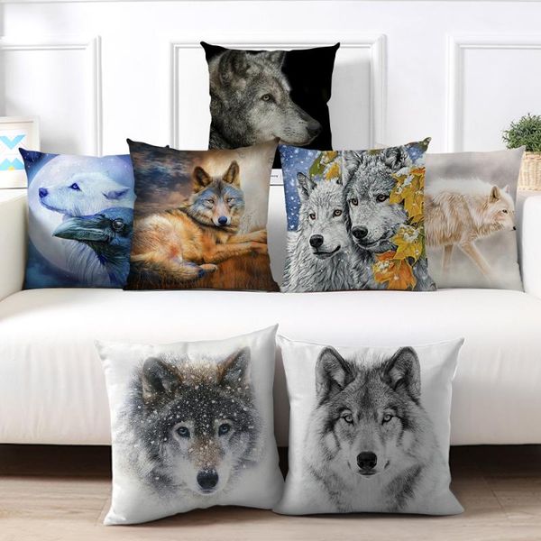 

cushion/decorative pillow fuwatacchi wolf cushion cover wild animals po printed covers for home sofa decorative throw cases 45x45cm