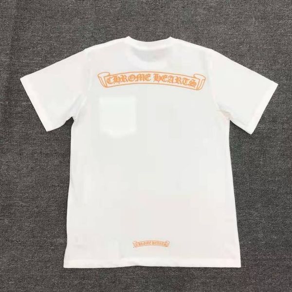 

round brand new fashion crosin simple orange sanskrit neck pullover men's and women's ch short t-shirt half sl, White;black