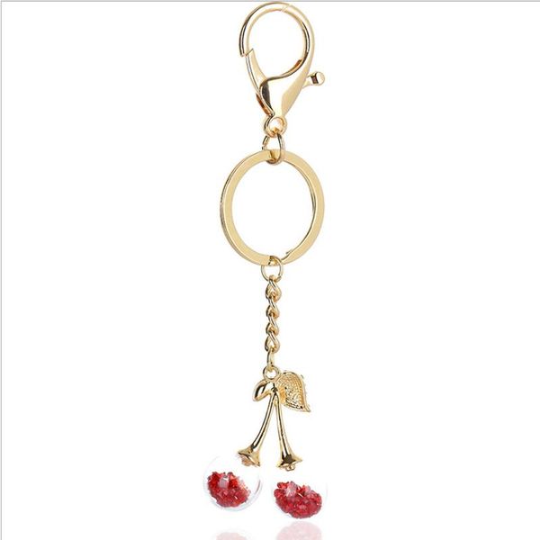 

keychains red water embellish cherry pendant key chain han edition auto accessories women's bag a ring, Silver