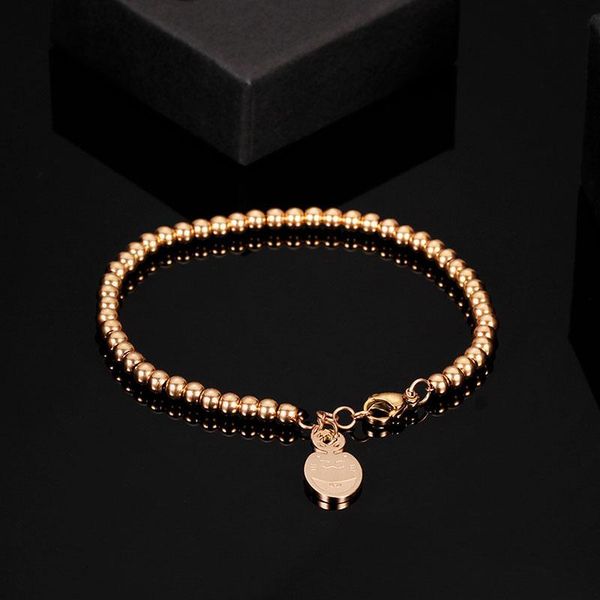 

link, chain bracelet woman rose gold bracelets fashion 2021 stainless steel chains beads charm couples wholesale, Black