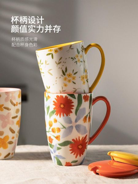 

christmas milk coffee mug ceramic gift travel retro hand painted office mugs flower chocolate canecas beker drinkware by50mu