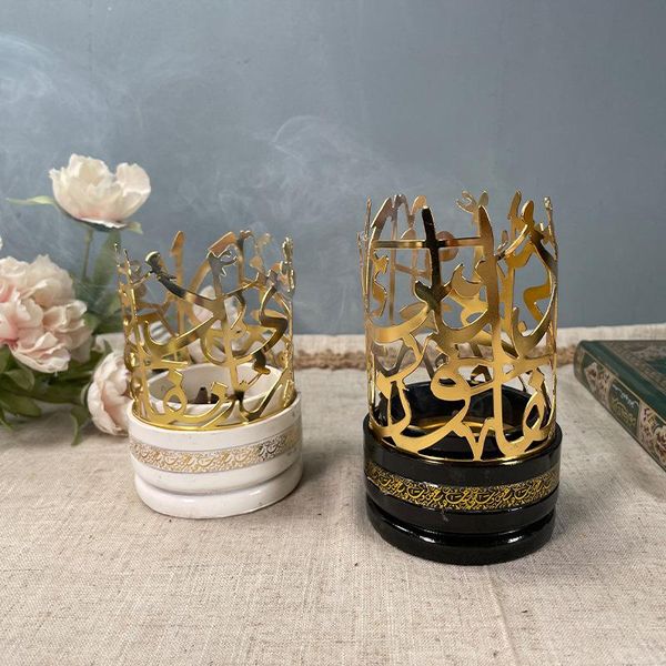

fragrance lamps multifunction wrought iron pattern incense burner holder solid home incenses for office decorations luxurious metal texture