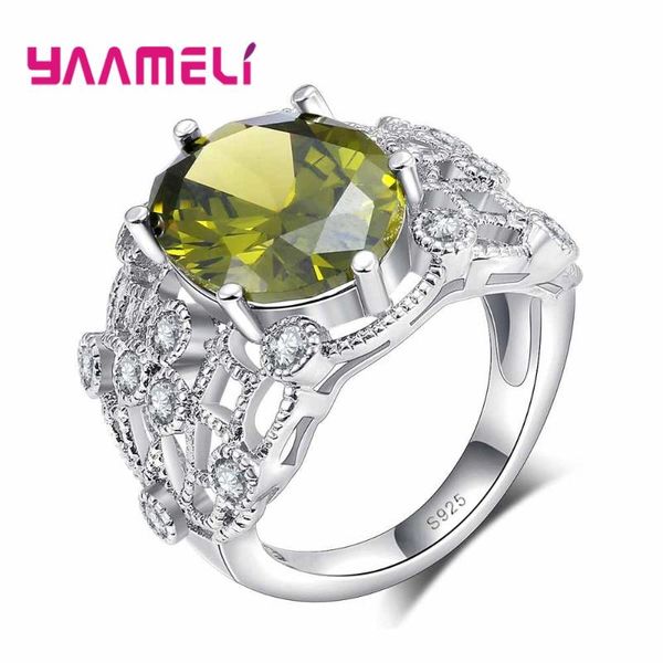 

cluster rings 925 sterling silver and cz elegant yellow round crystal stone ring for women's birthday gift anniversary jewelry, Golden;silver