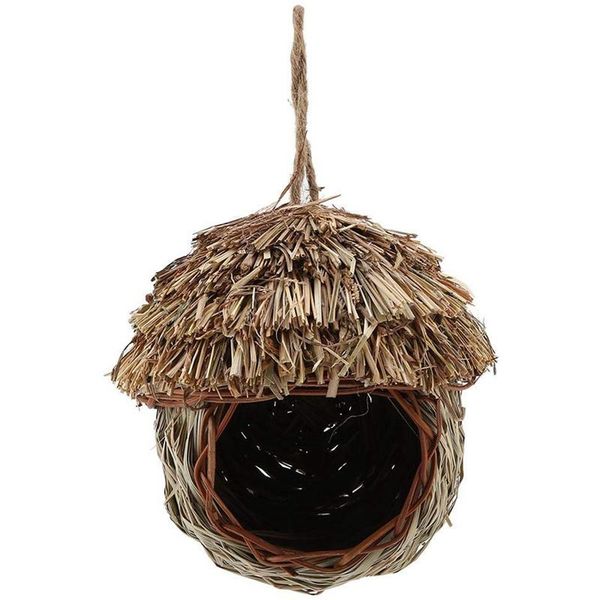 

bird nest handmade woven straw cage parrot nesting hanging breeding cave hatching house hut for parakeet hamster gerbil chi cages