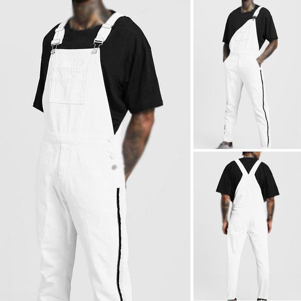 

mens jeans dungaree overalls pants trousers denim ripped casual jumpsuit plus, Blue