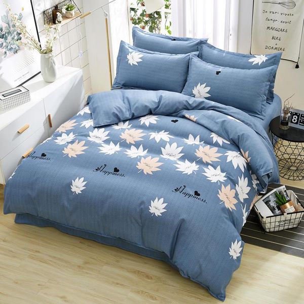 

bedding sets simple style home bedroom dormitory 4pcs set 1quilt cover+1bed sheet+2pillowcase skin-friendly king/ size j8685