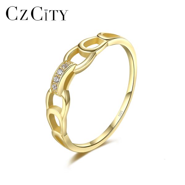 

ring czcity s925 sterling silver women's simple hollow out zircon